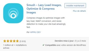 Capture d'écran de plugin WordPress "Smush"