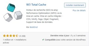 Capture d'écran de plugin WordPress "W3 Total Cache"
