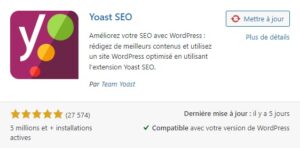 Capture d'écran de plugin WordPress "Yoast SEO"