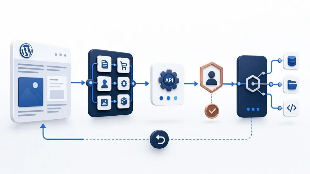 Workflow reliant WordPress, WooCommerce, une API et un agent IA