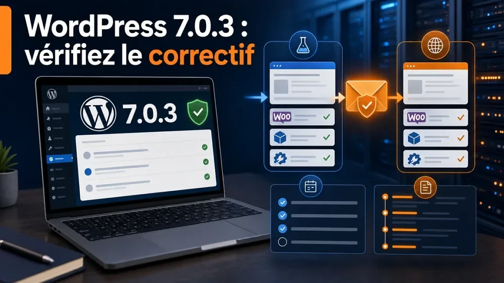 Développeur vérifiant une mise à jour de sécurité WordPress sur plusieurs sites