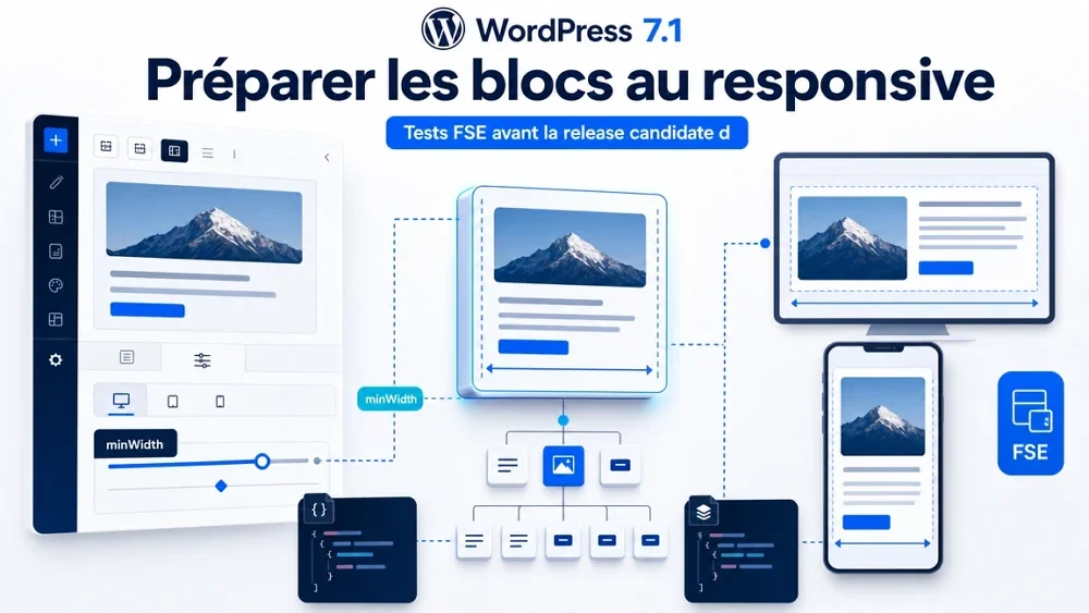 Développeur vérifiant l’adaptation responsive de blocs WordPress avant une mise à jour