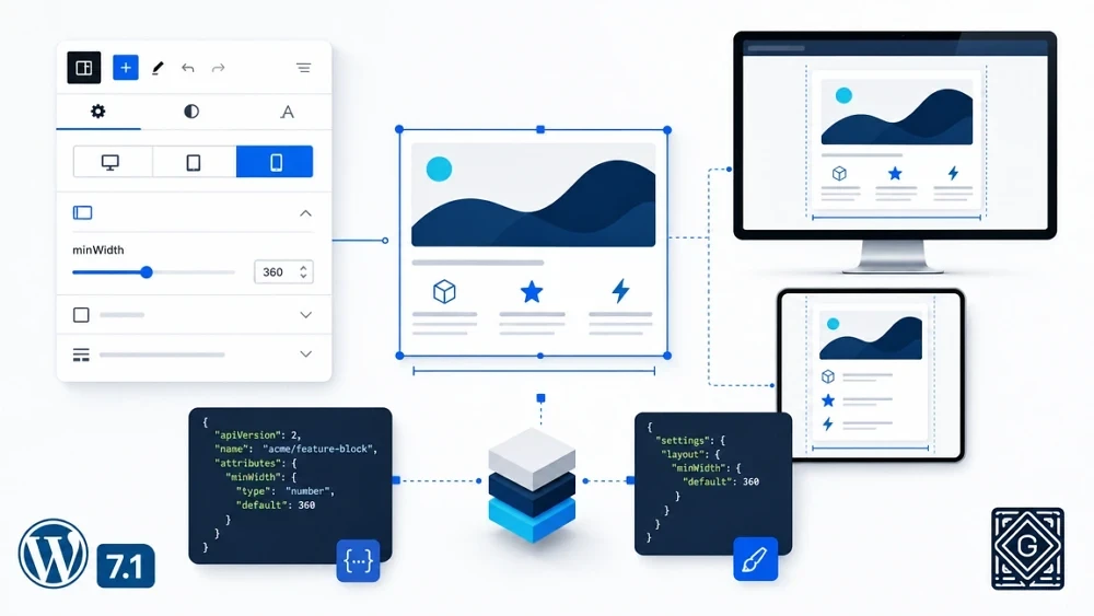 Illustration du support minWidth dans un bloc WordPress