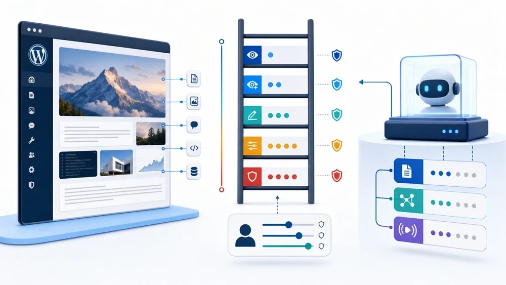 Agence supervisant les permissions d’agents IA sur plusieurs sites WordPress