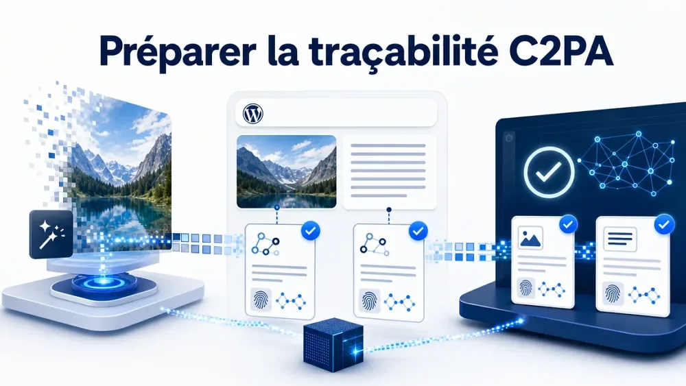 Équipe préparant la traçabilité C2PA des médias dans WordPress